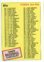 1985 Topps Baseball Cards      377     Checklist: 265-396